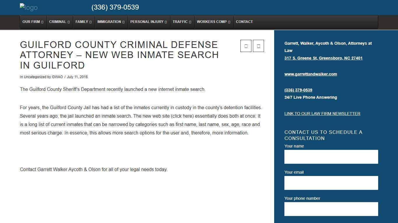Guilford County Criminal Defense Attorney - New Web Inmate Search in Guilford