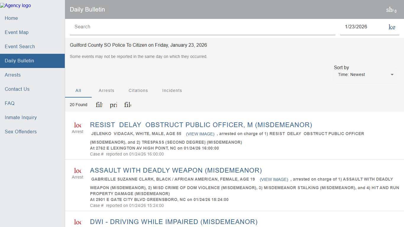 Guilford County SO Police To Citizen Police to Citizen - Daily Bulletin